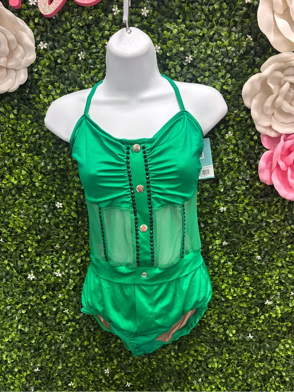 Green Girls' Dance Costume Two-Piece Set